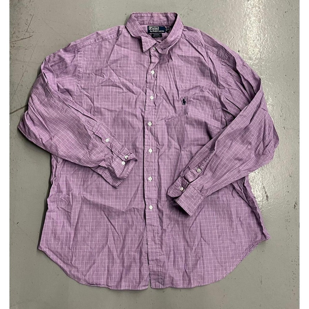 Mens Polo Ralph Lauren Plaid Classic Fit Lavender Casual Long Sleeve Shirt